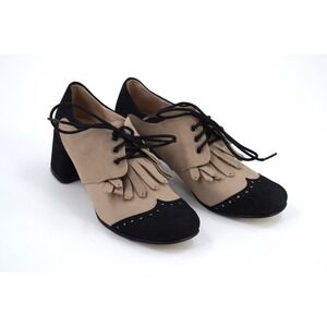 All Black by Anthropologie Womens‎ Oxford Heel Shoes - Lace Up, Tassel Detail